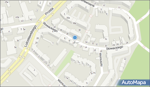 Słupsk, Słowackiego Juliusza, 11, mapa Słupska