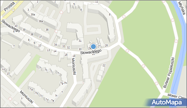 Słupsk, Słowackiego Juliusza, 20, mapa Słupska