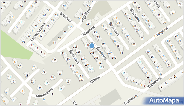 Smolec, Śliwkowa, 108, mapa Smolec