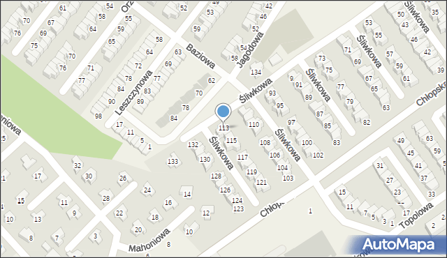 Smolec, Śliwkowa, 113, mapa Smolec