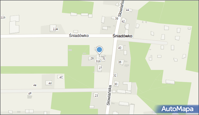 Śniadówko, Słowiańska, 31a, mapa Śniadówko