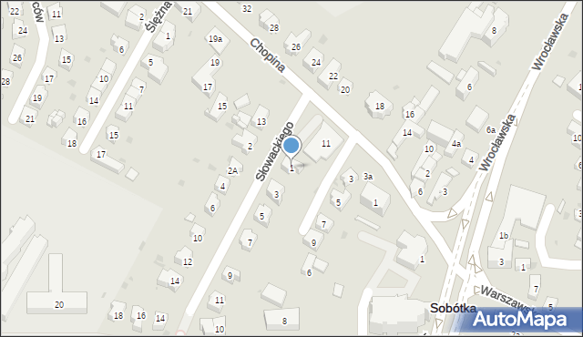 Sobótka, Słowackiego Juliusza, 1, mapa Sobótka