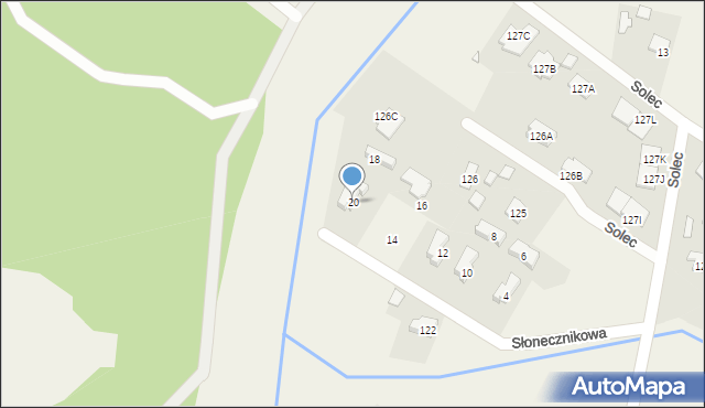 Solec, Słonecznikowa, 20, mapa Solec
