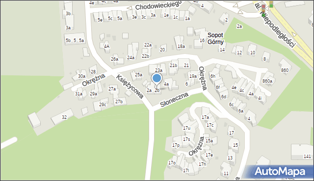 Sopot, Słoneczna, 2b, mapa Sopotu