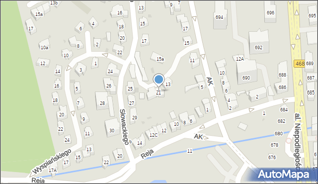 Sopot, Słowackiego Juliusza, 21, mapa Sopotu