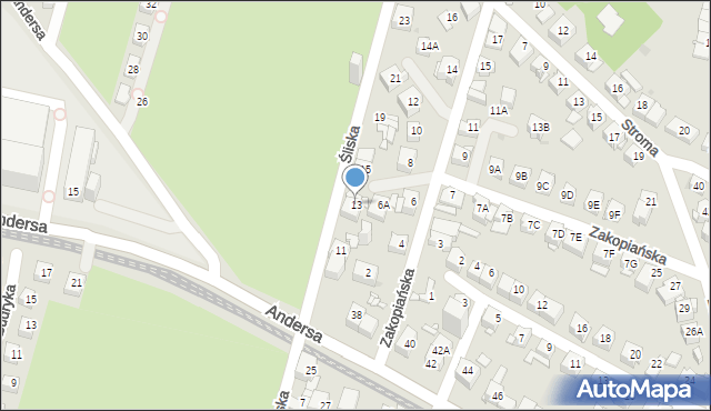 Sosnowiec, Śliska, 13, mapa Sosnowca