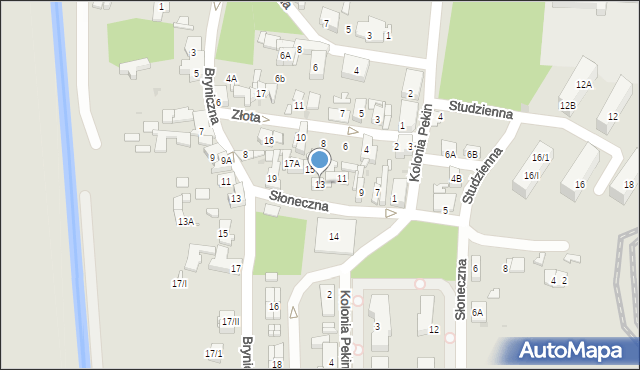 Sosnowiec, Słoneczna, 13, mapa Sosnowca