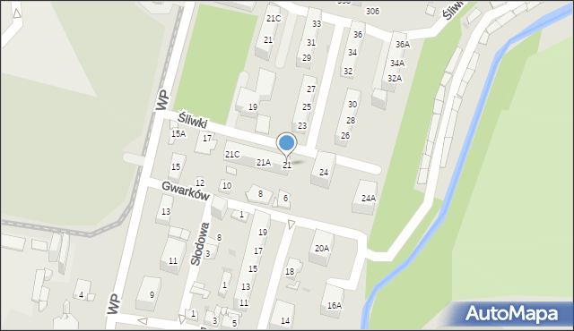 Sosnowiec, Śliwki, 21, mapa Sosnowca