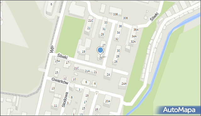 Sosnowiec, Śliwki, 23, mapa Sosnowca