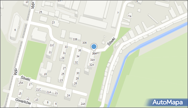 Sosnowiec, Śliwki, 36A, mapa Sosnowca