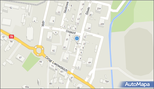 Sosnowiec, Śliwki, 7, mapa Sosnowca