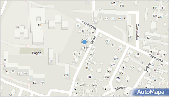 Sosnowiec, Słona, 3, mapa Sosnowca