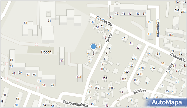 Sosnowiec, Słona, 5, mapa Sosnowca