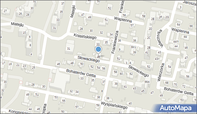 Sosnowiec, Słowackiego Juliusza, 48, mapa Sosnowca