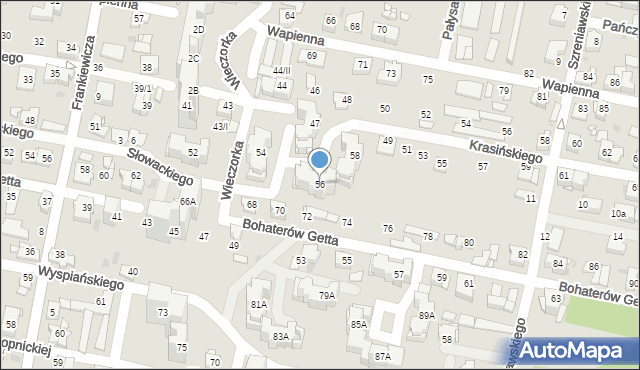 Sosnowiec, Słowackiego Juliusza, 56, mapa Sosnowca