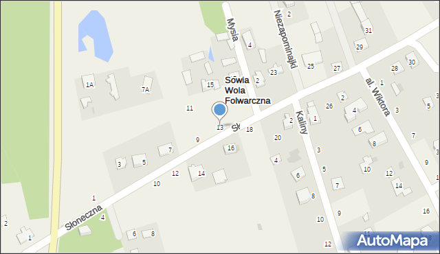 Sowia Wola Folwarczna, Słoneczna, 13, mapa Sowia Wola Folwarczna