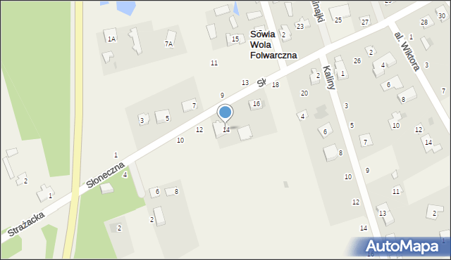 Sowia Wola Folwarczna, Słoneczna, 14, mapa Sowia Wola Folwarczna