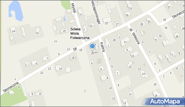 Sowia Wola Folwarczna, Słoneczna, 20, mapa Sowia Wola Folwarczna