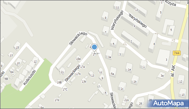 Starachowice, Słowackiego Juliusza, 17, mapa Starachowic