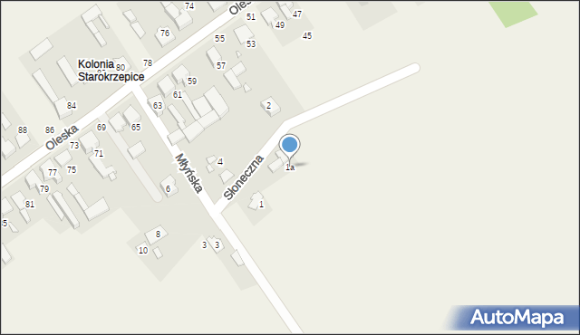 Starokrzepice, Słoneczna, 1a, mapa Starokrzepice