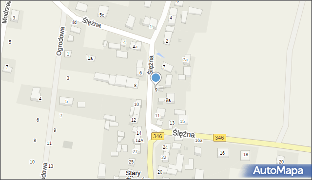 Stary Śleszów, Ślężna, 9, mapa Stary Śleszów