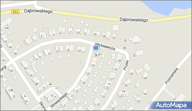 Stęszew, Słowackiego Juliusza, 28, mapa Stęszew