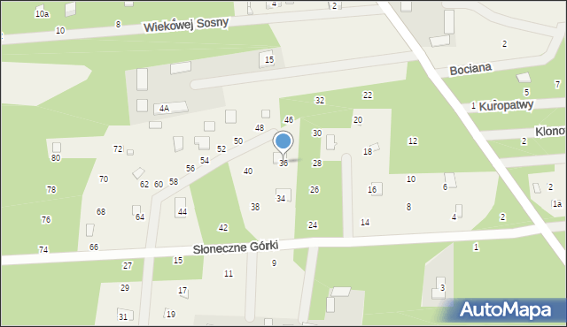 Strachów, Słoneczne Górki, 36, mapa Strachów