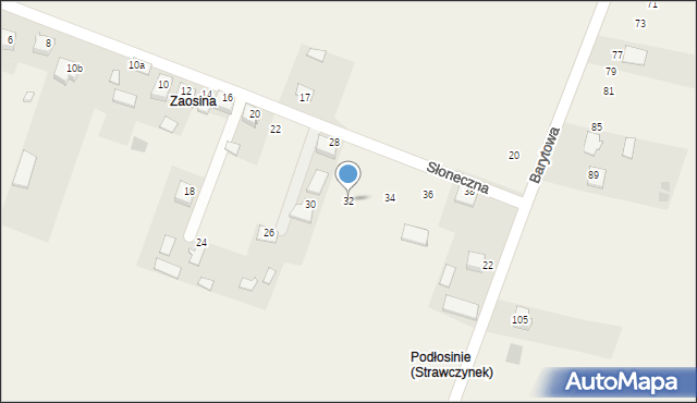 Strawczynek, Słoneczna, 32, mapa Strawczynek