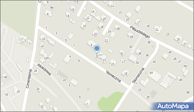 Stryków, Słoneczna, 11, mapa Stryków