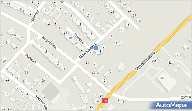 Stryków, Słowackiego Juliusza, 1, mapa Stryków