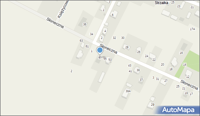 Strzała, Słoneczna, 57, mapa Strzała