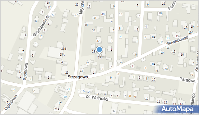 Strzegowo, Słowackiego Juliusza, 3A, mapa Strzegowo