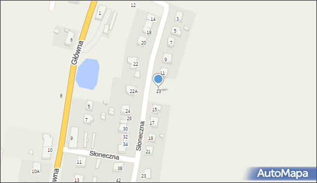 Strzelce, Słoneczna, 13, mapa Strzelce