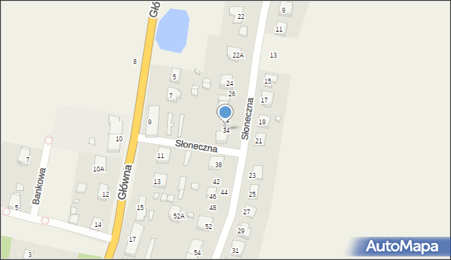 Strzelce, Słoneczna, 34, mapa Strzelce