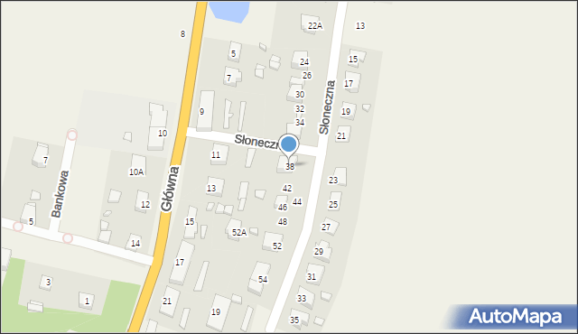 Strzelce, Słoneczna, 38, mapa Strzelce