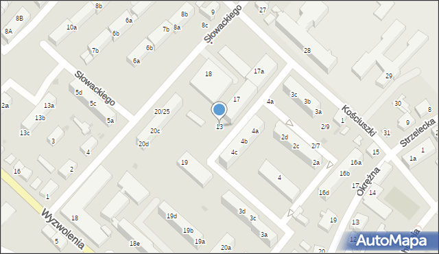 Strzelce Krajeńskie, Słowackiego Juliusza, 13, mapa Strzelce Krajeńskie