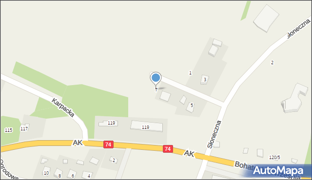 Strzyżów, Słoneczna, 7, mapa Strzyżów