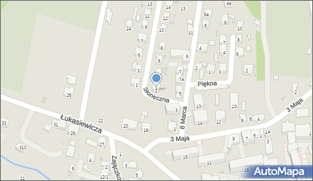 Strzyżów, Słoneczna, 2, mapa Strzyżów