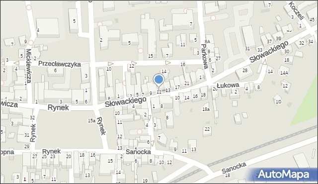 Strzyżów, Słowackiego Juliusza, 11, mapa Strzyżów