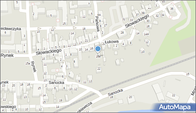 Strzyżów, Słowackiego Juliusza, 18a, mapa Strzyżów