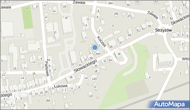 Strzyżów, Słowackiego Juliusza, 41, mapa Strzyżów