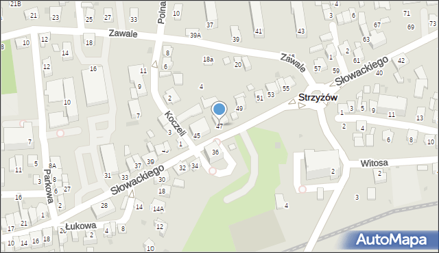 Strzyżów, Słowackiego Juliusza, 47, mapa Strzyżów
