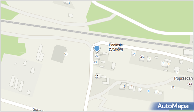 Styków, Słoneczna, 27, mapa Styków