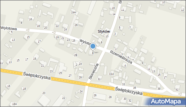 Styków, Słoneczna, 6, mapa Styków