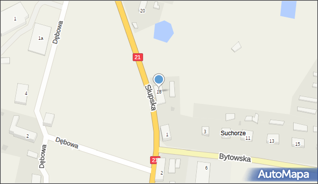 Suchorze, Słupska, 18, mapa Suchorze