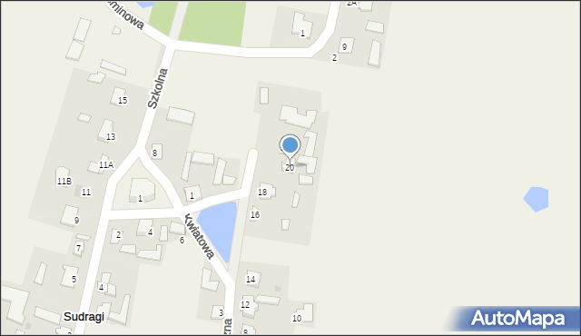 Sudragi, Słoneczna, 20, mapa Sudragi