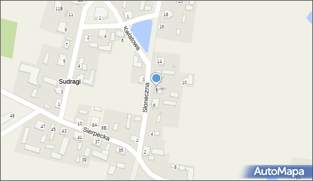 Sudragi, Słoneczna, 8, mapa Sudragi