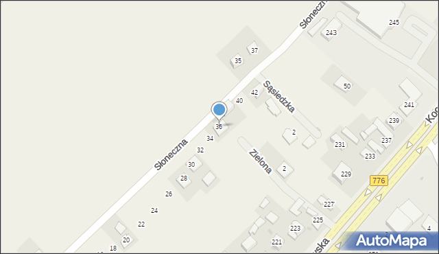 Sulechów, Słoneczna, 36, mapa Sulechów