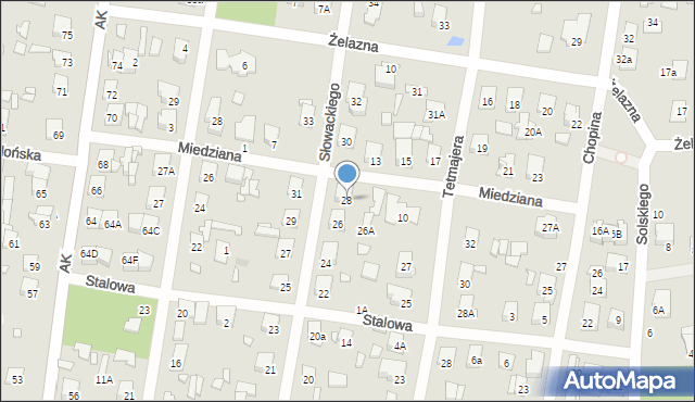 Sulejówek, Słowackiego Juliusza, 28, mapa Sulejówek