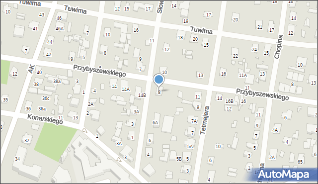 Sulejówek, Słowackiego Juliusza, 8, mapa Sulejówek